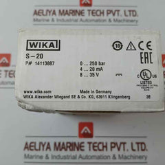 Wika Pressure Sensor Transmitter Power Supply 14113887, 8-35 V Max. 25 Ma