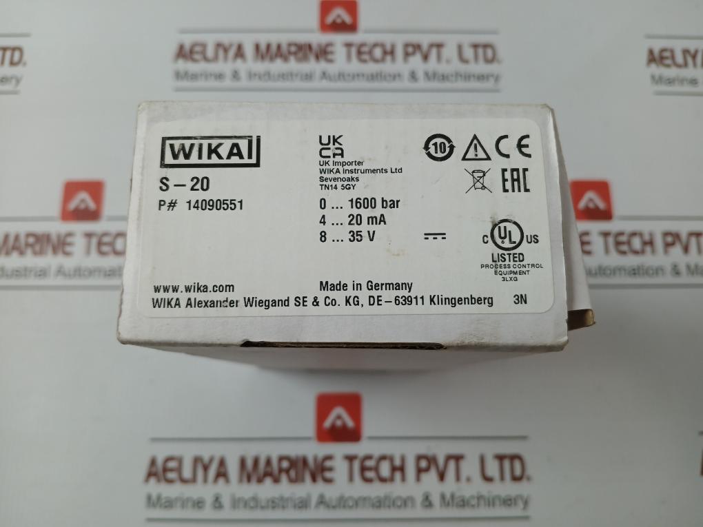 Wika Pressure Sensor Transmitter Power Supply 8…35V…Max 25Ma, S-20