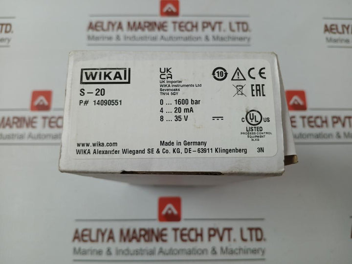 Wika Pressure Sensor Transmitter Power Supply 8…35V…Max 25Ma, S-20