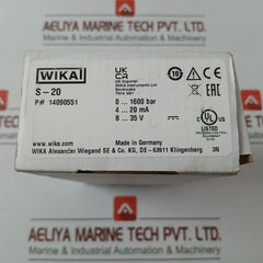 Wika Pressure Sensor Transmitter Power Supply 8…35V…Max 25Ma, S-20