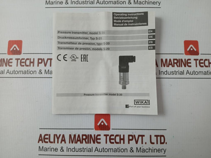 Wika Pressure Sensor Transmitter Power Supply 8…35V…Max 25Ma, S-20