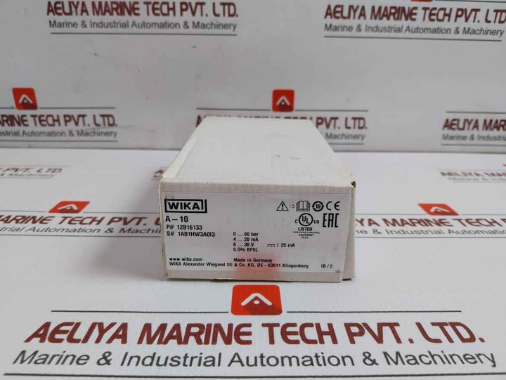 Wika Pressure Transmitter 4..20 Ma 8..30 V Dc / 25 Ma 12816133 A-10