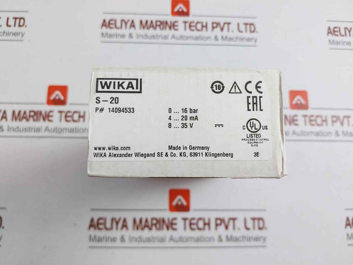 Wika Pressure Transmitter Power Aupply - 8-35 V Max. 25 Ma 14094533