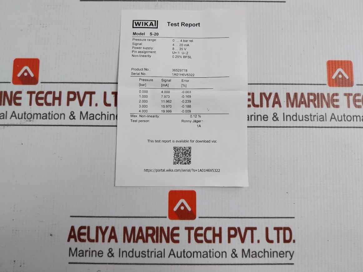 Wika Pressure Transmitter Power Supply - 8-35 V Max. 25 Ma 36529778