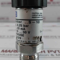 Wika S-10 25 Bar 4–20 Ma Pressure Transmitter 9021329 Dc 10–30 V