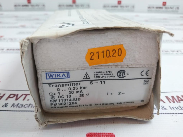 Wika S-11 9021264 Flush Pressure Transmitter 0…0,25 Bar 4…20 Ma