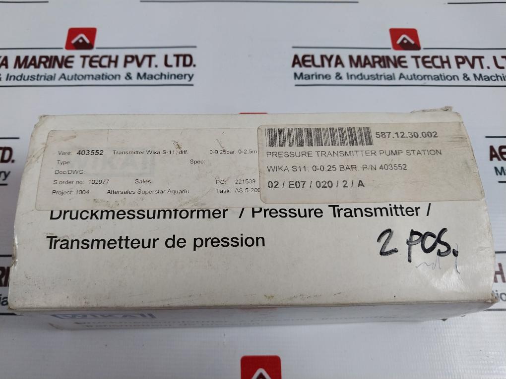 Wika S-11 9021264 Flush Pressure Transmitter 0…0,25 Bar 4…20 Ma