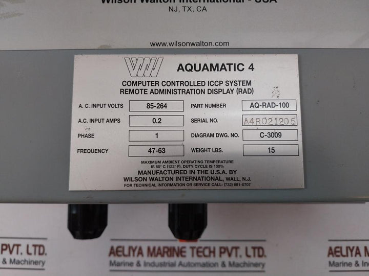 Wilson Walton Aq-rad-100 Impressed Current Cathodic Protection System 47-63Hz