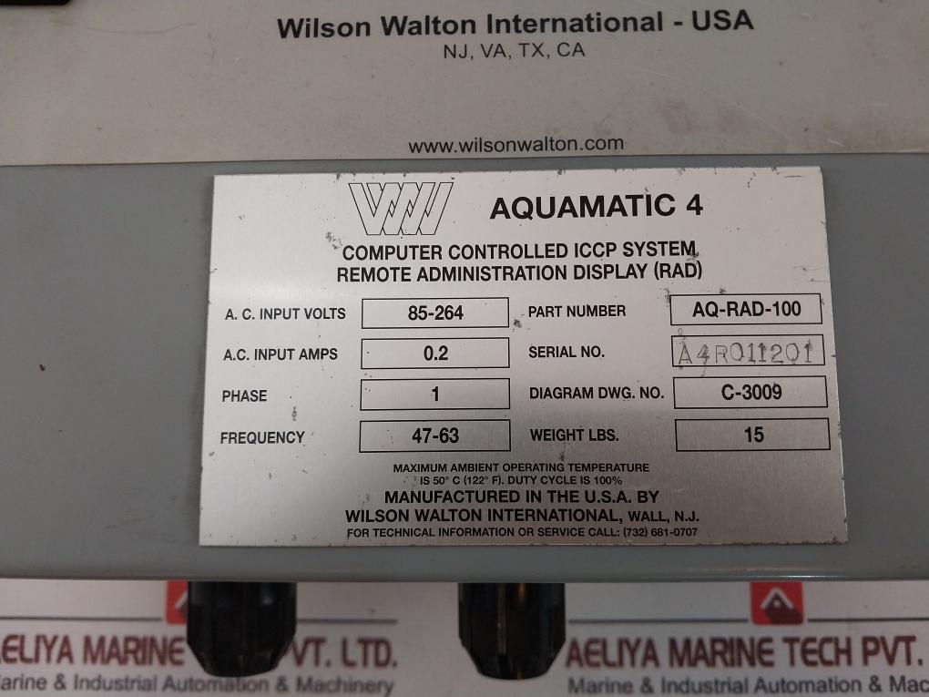 Wilson Walton Aq-rad-100 Impressed Current Cathodic Protection System 47-63Hz