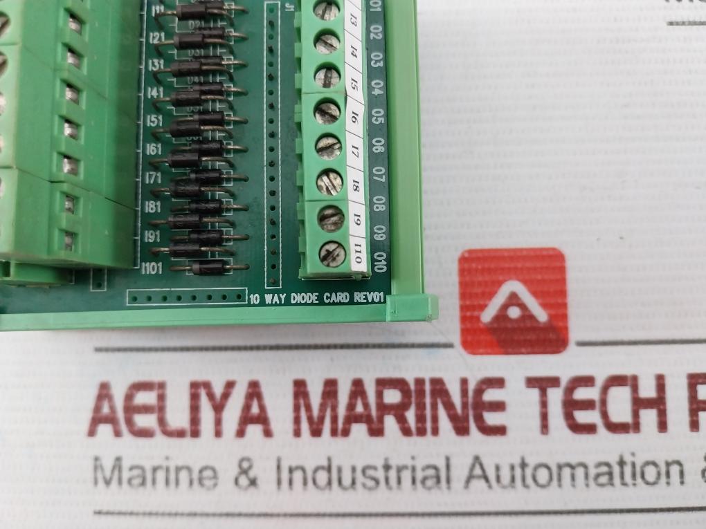 Winshe 10 Way Terminal Diode Card With Dinkle Din Rail Mount Base Rev 01