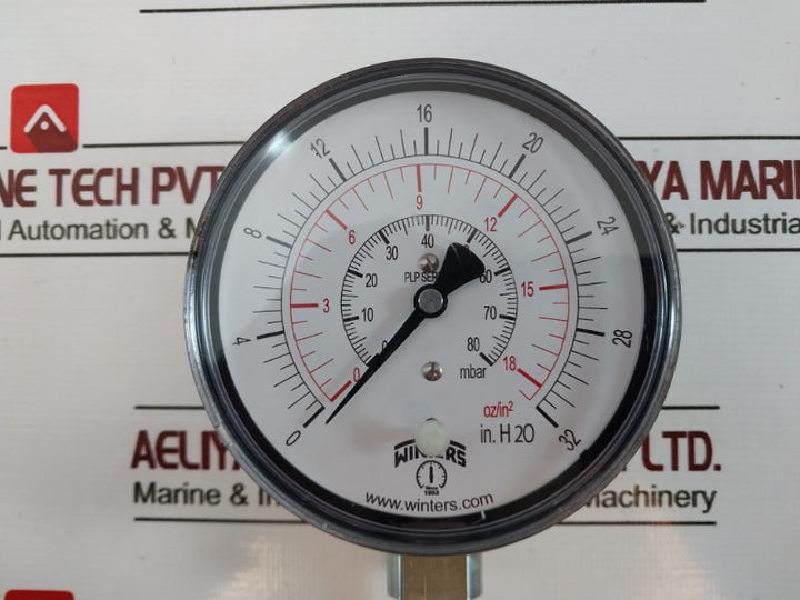 Winters Plp Series Pressure Gauge 0-80 Mbar 0-18 Oz/in² 0-32 In.h2o