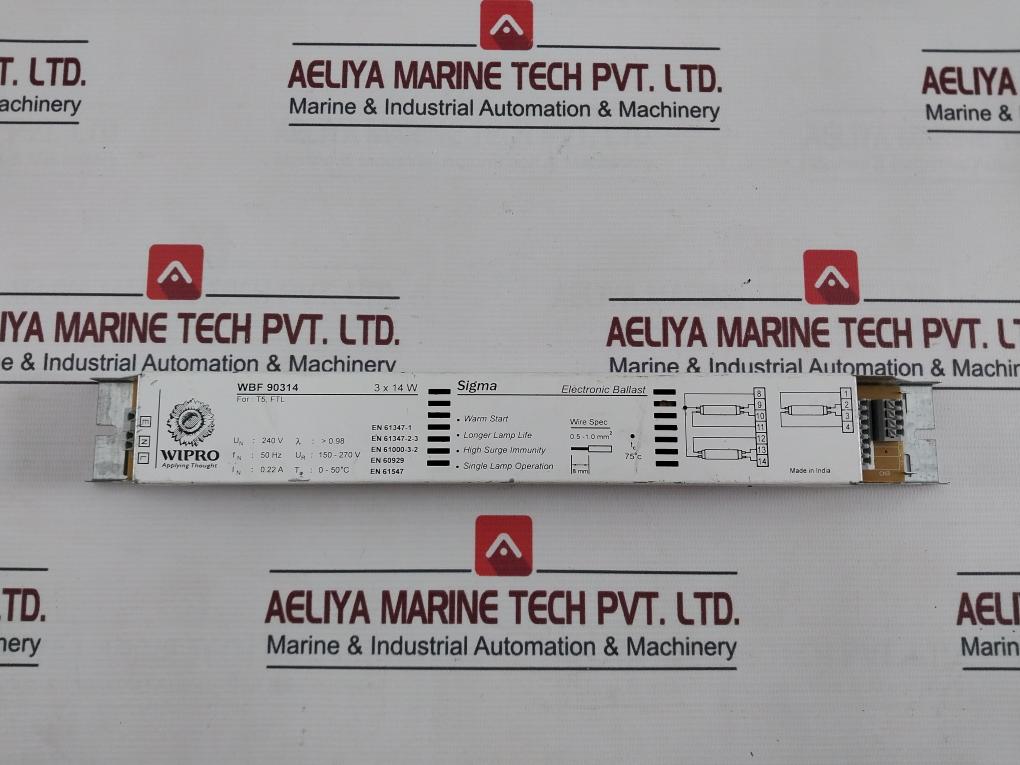 Wipro Wbf 90314 Electronic Ballast 3 X 14 W 150-270V 50Hz 0.22A