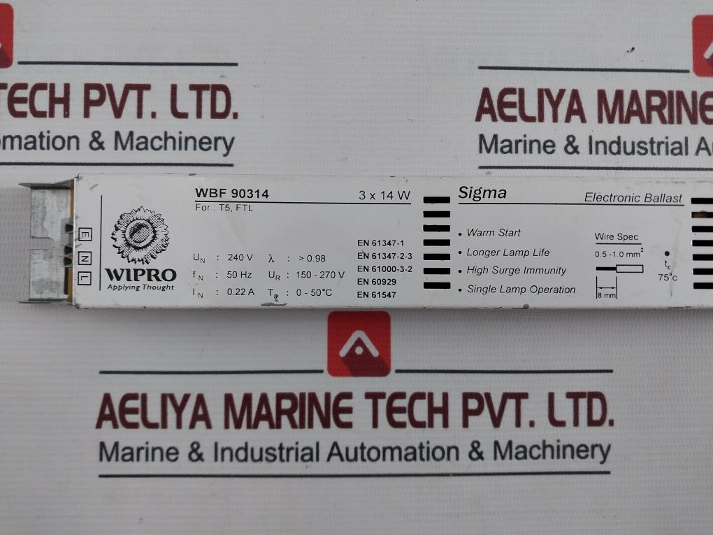Wipro Wbf 90314 Electronic Ballast 3 X 14 W 150-270V 50Hz 0.22A