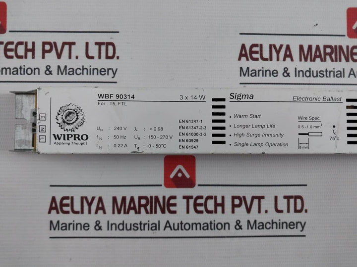 Wipro Wbf 90314 Electronic Ballast 3 X 14 W 150-270V 50Hz 0.22A