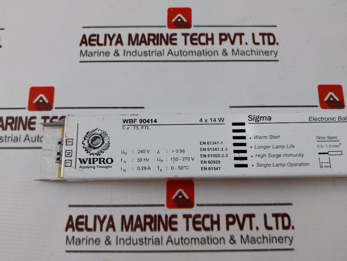 Wipro Wbf 90414 Sigma Electronic Ballast 4 X 14 W Ur - 150-270V Un - 240V