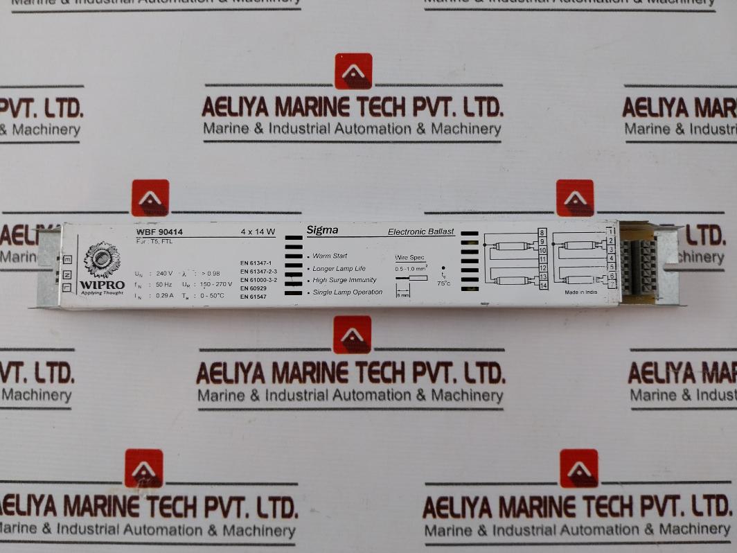 Wipro Wbf 90414 Sigma Electronic Ballast 4 X 14 W Ur - 150-270V Un - 240V