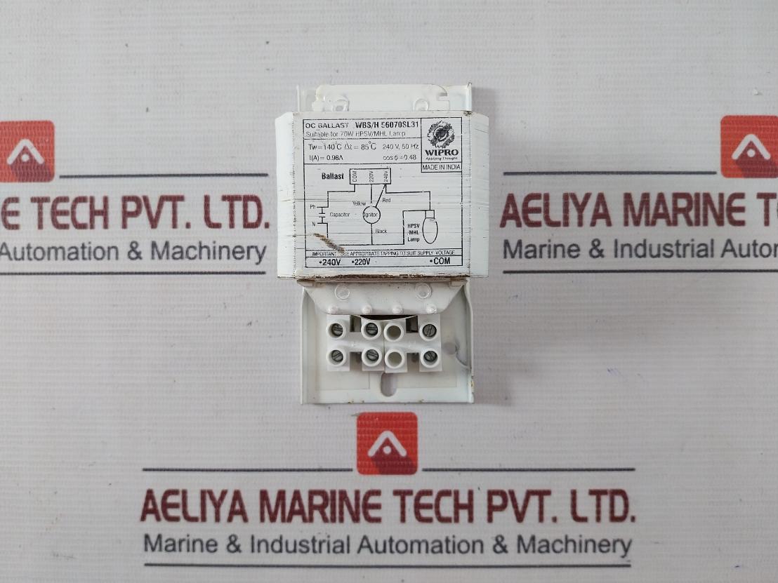 Wipro Wbs/H 56070Sl31 Oc Ballast For Hpsv/Mhl Lamp 70W 240V 50Hz 140C