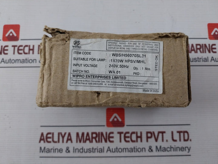 Wipro Wbs/H 56070Sl31 Oc Ballast For Hpsv/Mhl Lamp 70W 240V 50Hz 140C