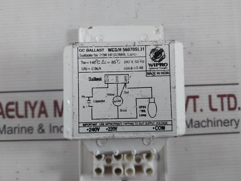 Wipro Wbs/H 56070Sl31 Open Construction Ballast 240V, 50Hz 0.98A 140 C
