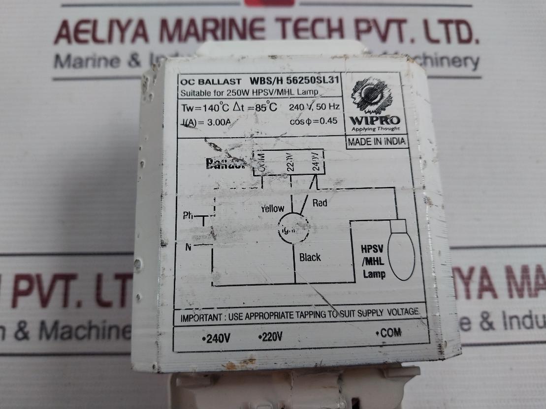 Wipro Wbs/H 56250Sl31 Oc Ballast 240V/220V 50Hz 3.00A