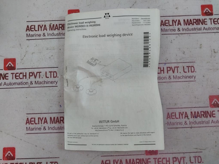 Wittur Wlwd03 Electronic Load Weighing Device Set 94V-0