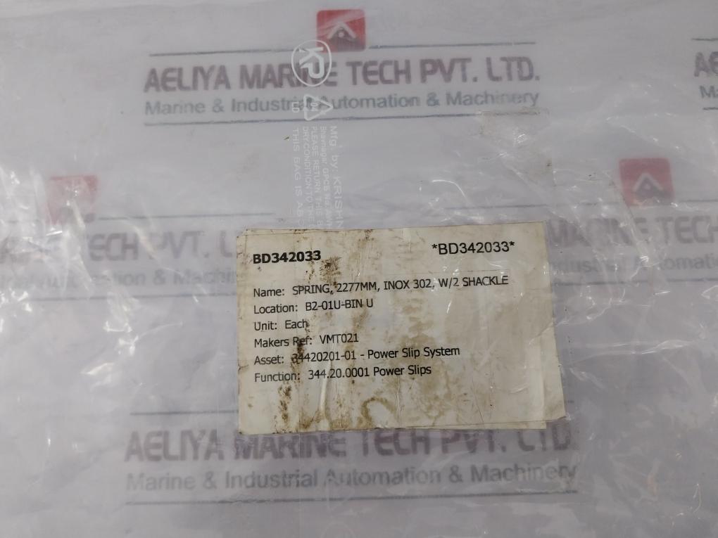 Wll2T Inox 302 Spring 2277Mm, Inox 302, W/2 Shackle Power Slip System