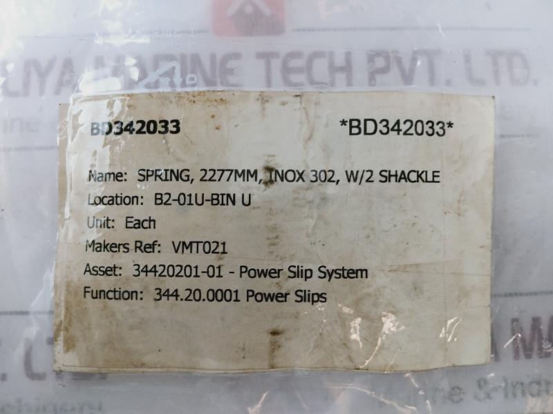 Wll2T Cs 09 Spring 2277Mm Inox 302 With 2 Shackle 344.20.0001 Power Slip