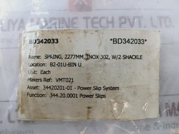 Wll2T Cs 09 Spring 2277Mm Inox 302 With 2 Shackle 344.20.0001 Power Slip