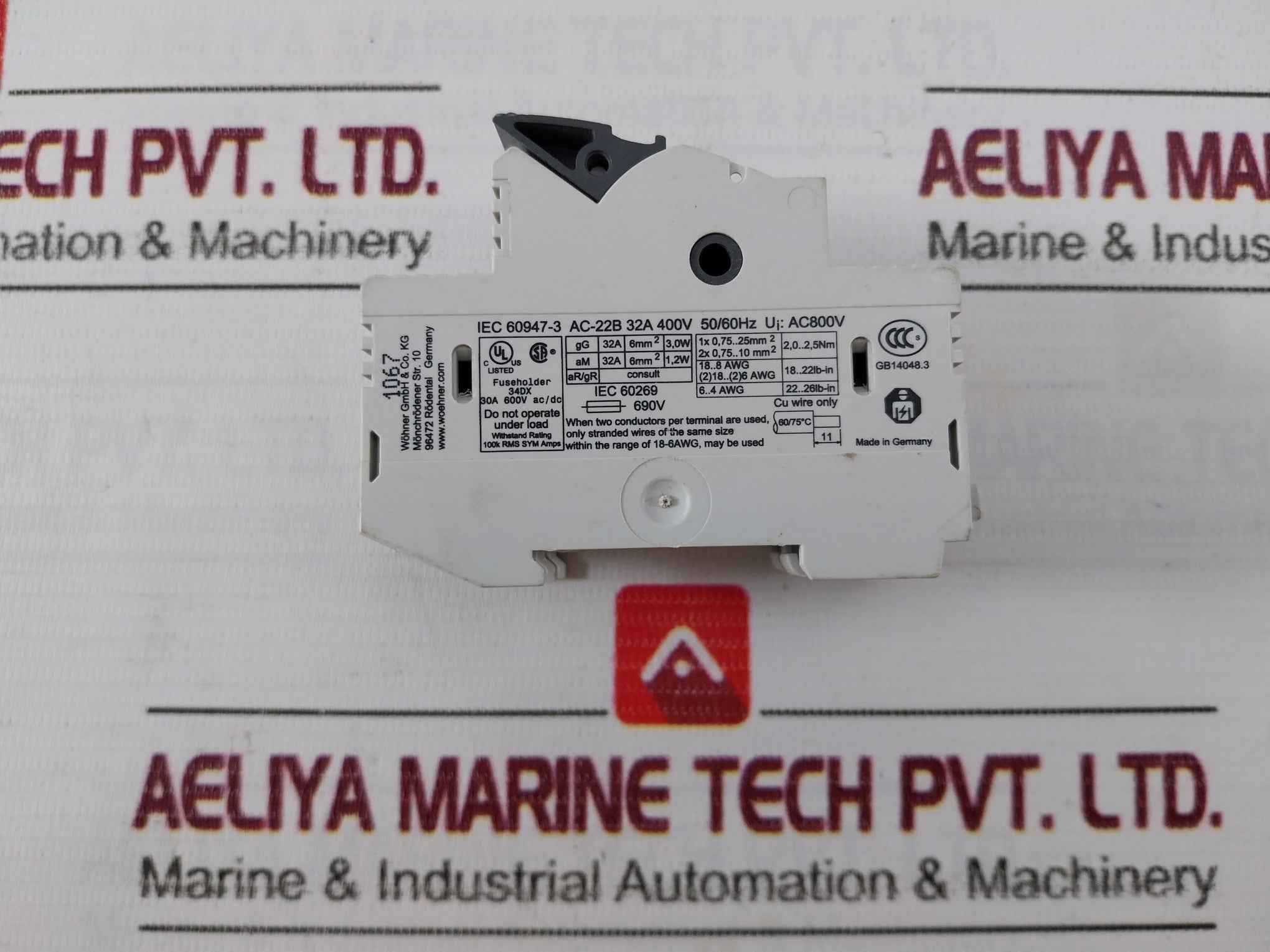 Wohner Aes10X38 Fuse Holder 50/60Hz 60/75C 52W