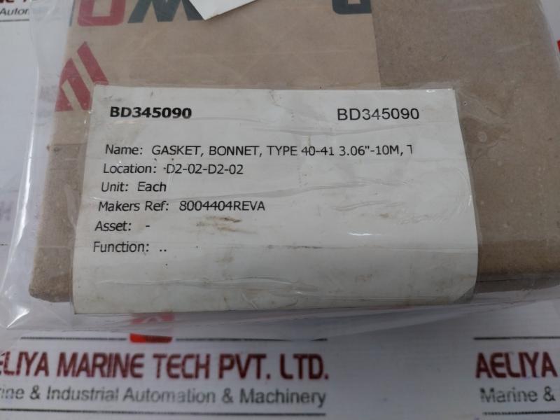 Wolar S316 Bonnet Gasket Ring, 10m-10, S316, 336100005