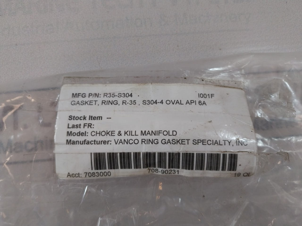 Wolar R-35 S304-4 Gasket Ring Choke & Kill Manifold 6A-0333 10/10