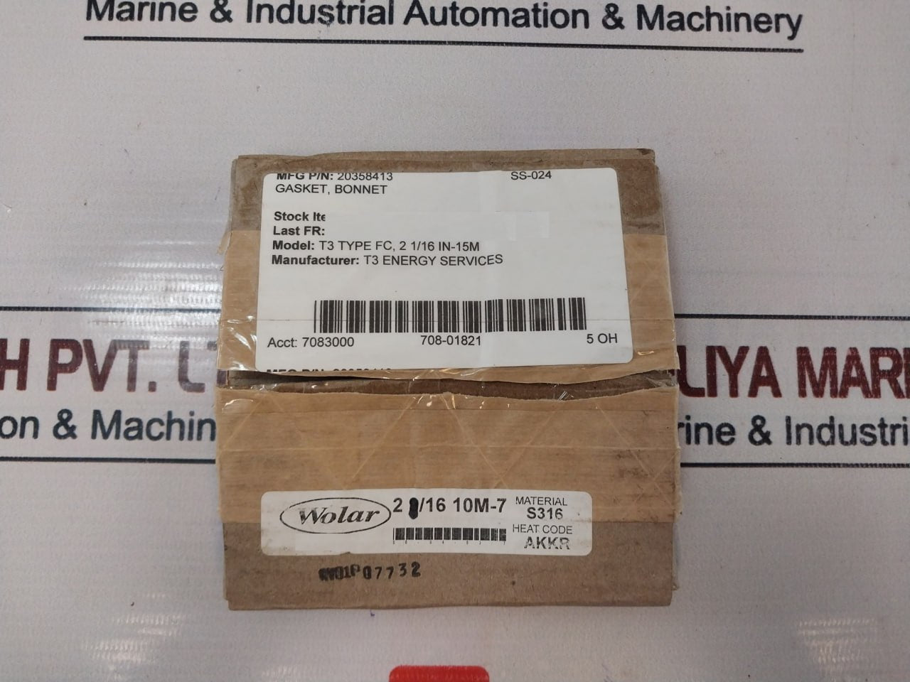 Wolar S316 Bonnet Gasket Ring 20358413 T3 Type Fc, 2 1/16 In-15M