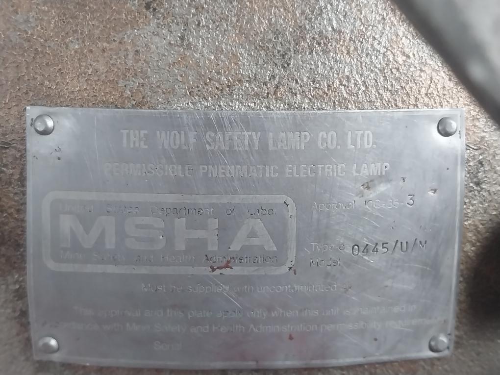 Wolf Permissible Pneumatic Electric Airturbo Lamp 0445/U/M 12V 55W