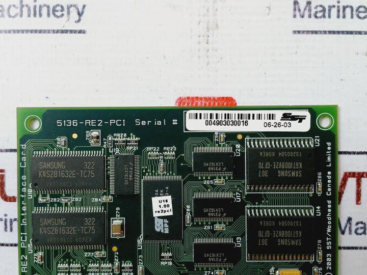 Woodhead 5136-re2-pci Rev: 1.1.0 Re2 Pci Interface Card 94V-0