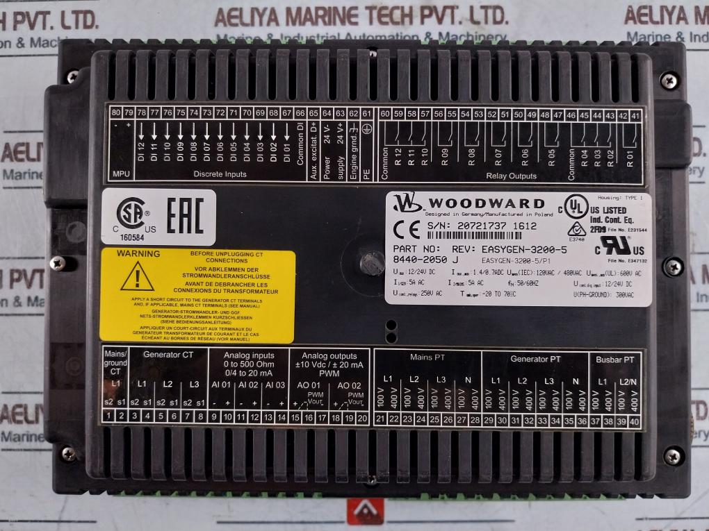 Woodward 8440-2050 Operator Interface Panel Easygen-3200-5 Rev: J 12/24Vdc