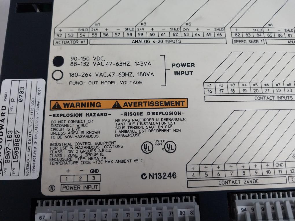 Woodward 9907-163 Digital Governor Turbine Control 110V Ac/Dc 90-150 Vdc 143Va