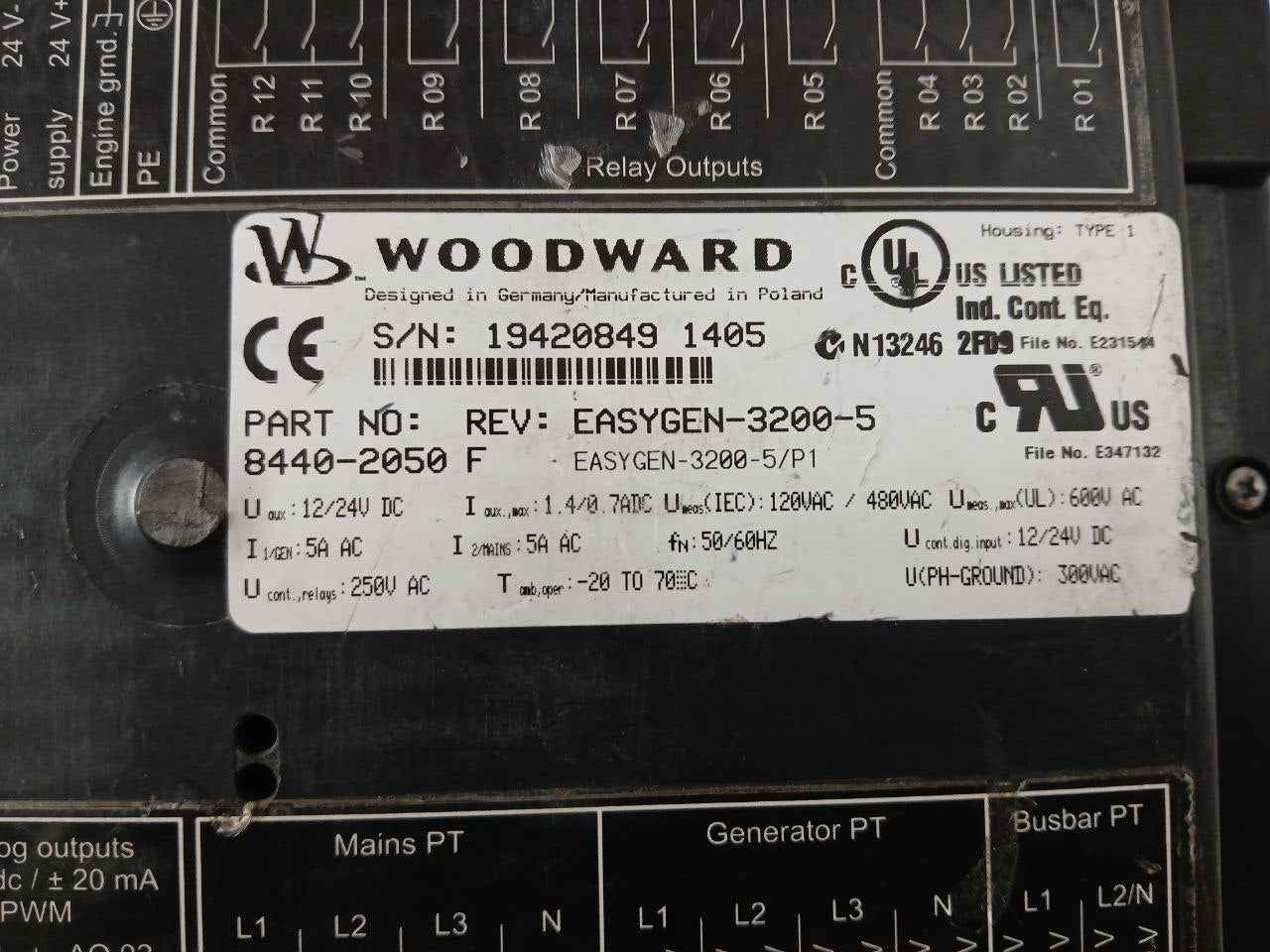 Woodward Easygen-3200-5/P1 Generator Controller Module Rev F (Not Working)