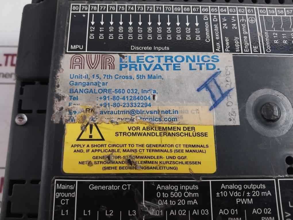 Woodward Easygen 3000 Genset Controller 24V 0-500 Ohm 0/4 To 20 Ma (Not Working)