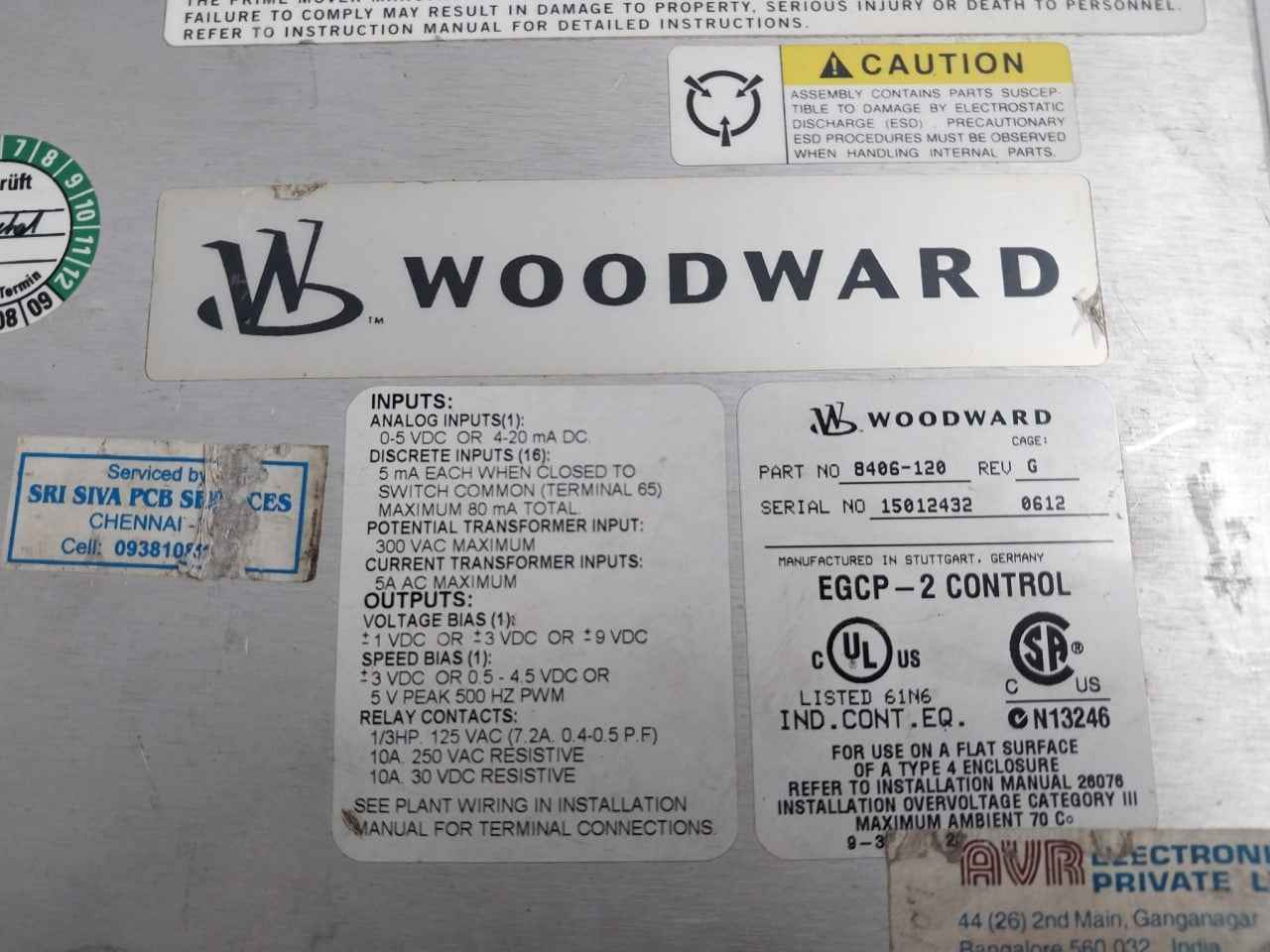 Woodward Egcp-2 Digital Generator Control Panel 4-20Ma 5V 500Hz (Not Working)