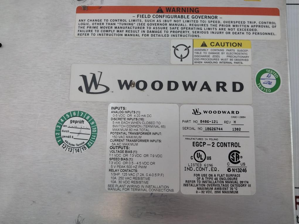 Woodward Engine-generator Control Rev-h Part No: Egcp-2