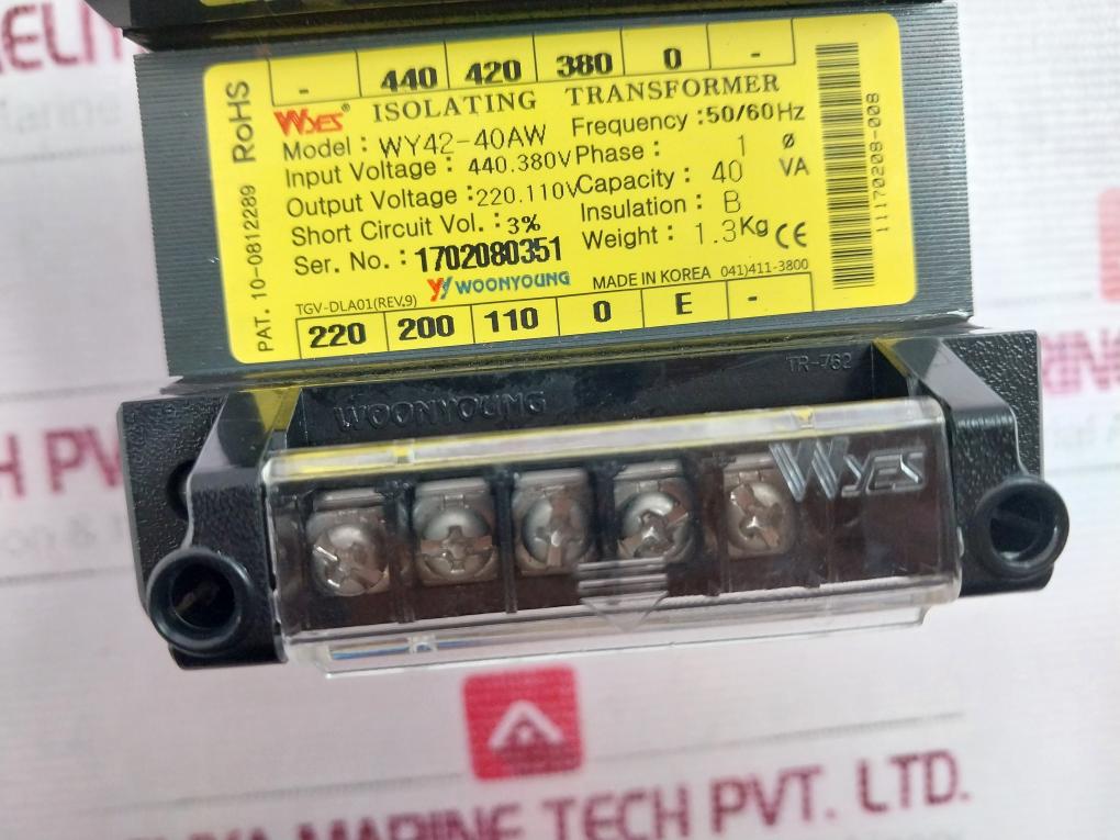 Woonyoung Wy42-40aw Single-phase Isolation Transformer, 40va 440v/220v