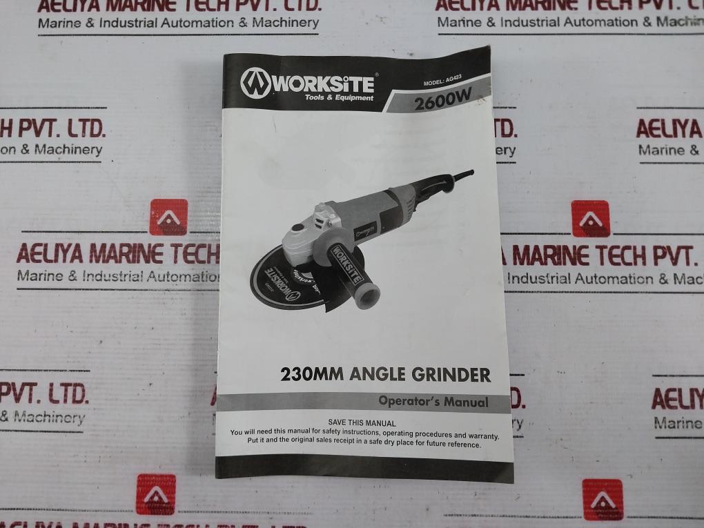 Worksite Ag423 Angle Grinder 2600W 230Mm Wheel 220-240V 6500Rpm Ag423