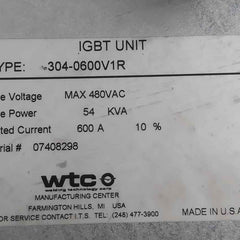 Wtc 830-0820Rs Inverter-gen5 Welding Inverter Unit 480Vac 54 Kva
