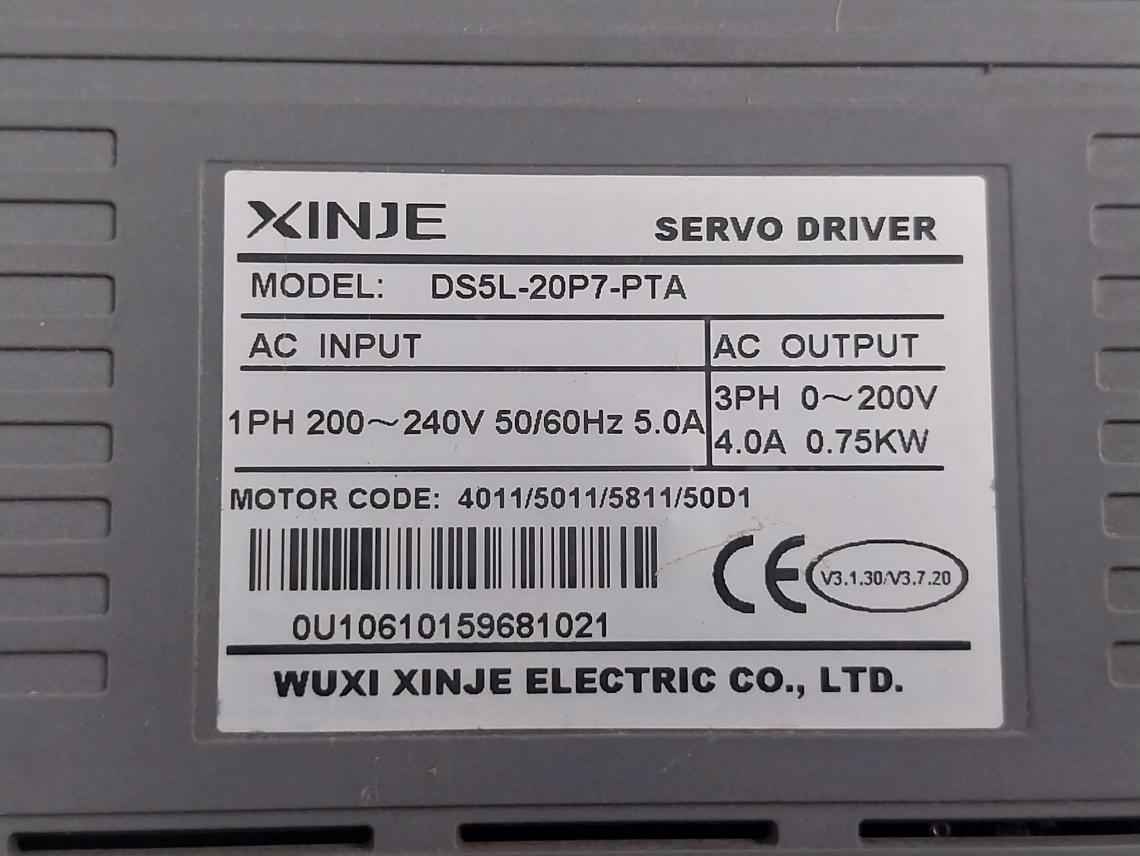 Wuxi Xinje Ds5L-20P7-pta Servo Drive 1Ph 200-240V 50/60Hz 5.0A