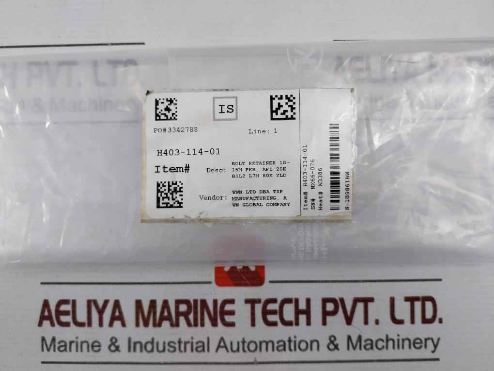 Wwn H403-114-01 Bolt Retainer 18-15M Pkr Api 20E Bsl2 L7M 80K