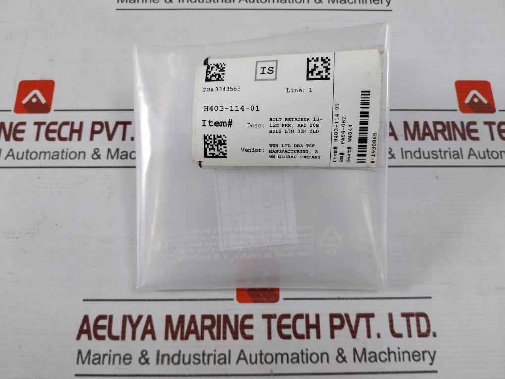 Wwn H403-114-01 Bolt Retainer 18-15M Pkr, Api 20E Bsl2 L7M 80K Yld