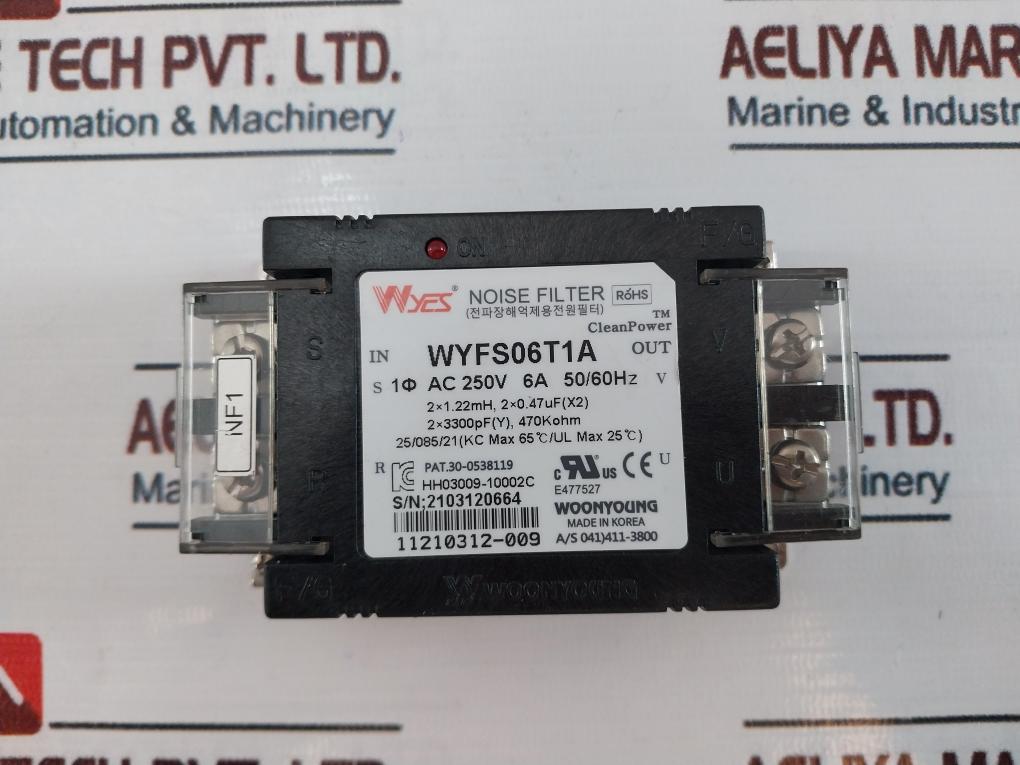 Wyes Wyfs06T1A Noise Filter 250Vac 6A 50/60Hz