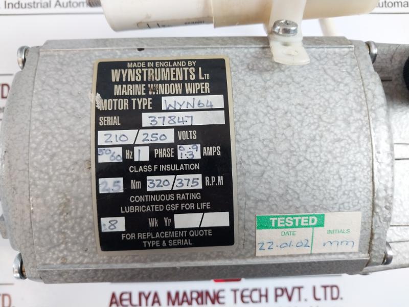 Wynstruments Wyn64 Marine Window Wiper Motor 210/250 Volts 50/60 Hz