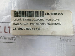 X20CR13 PN40 DN100 Globe Valve, FTC X20CR13