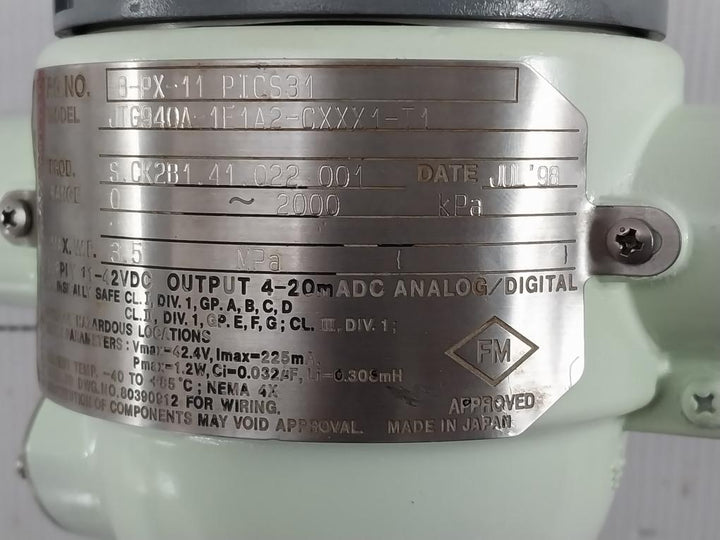 Yamatake-Honeywell-11-42Vdc-Pressure-Transmitter-JTG940A-1E1A2-CXXX1-T1-DSTJ3000-209894-17